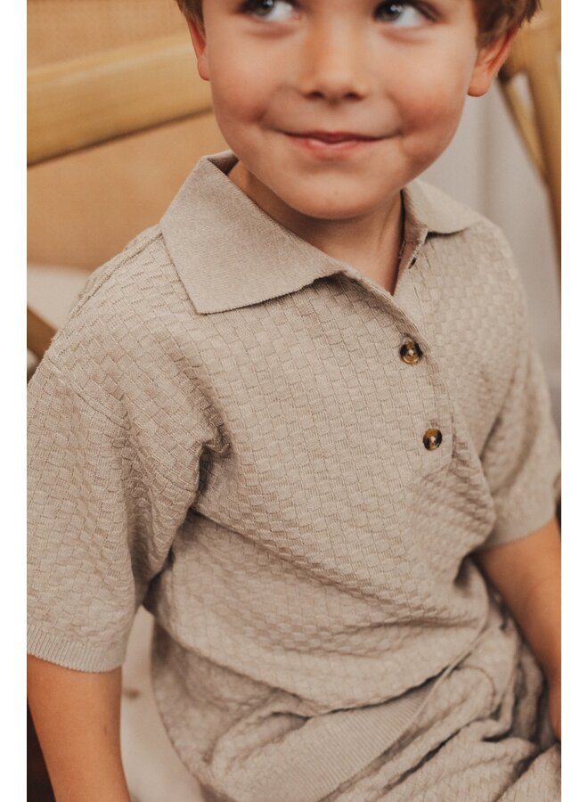 Leslie x Baje Studio - Milo shortsleeve polo - Taupe gray