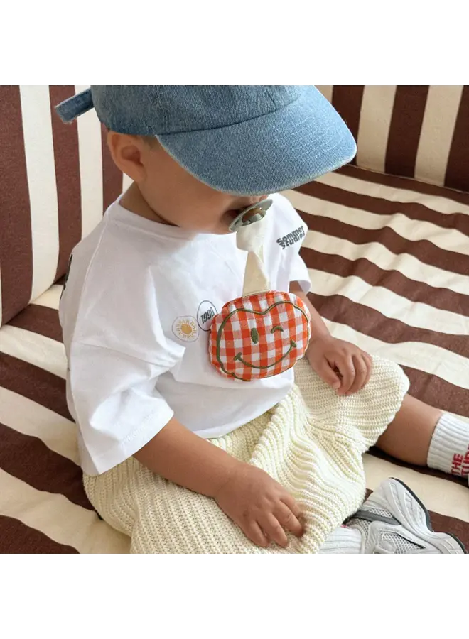 Atelier Pomme - Pacifier cloth pomme - Checked oopsy orange