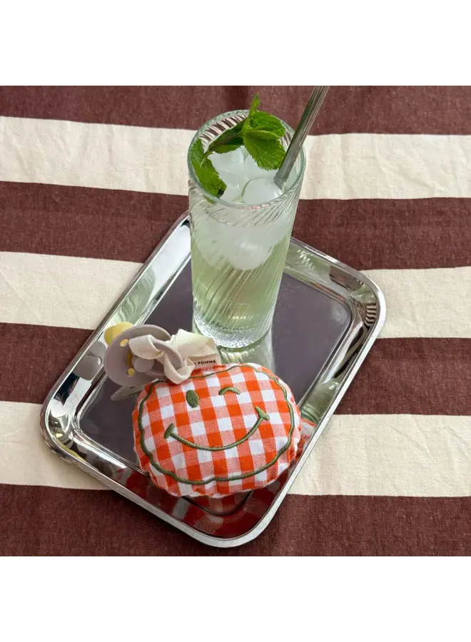 Atelier Pomme - Pacifier cloth pomme - Checked oopsy orange