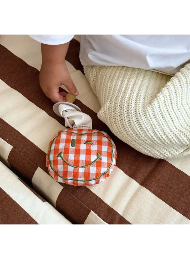 Atelier Pomme - Pacifier cloth pomme - Checked oopsy orange