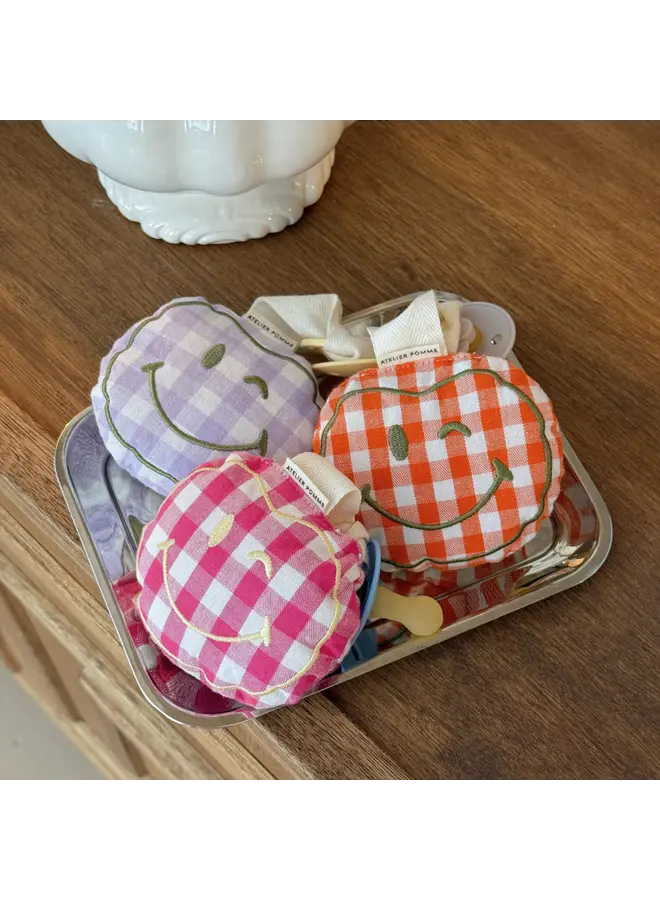 Atelier Pomme - Pacifier cloth pomme - Checked lila