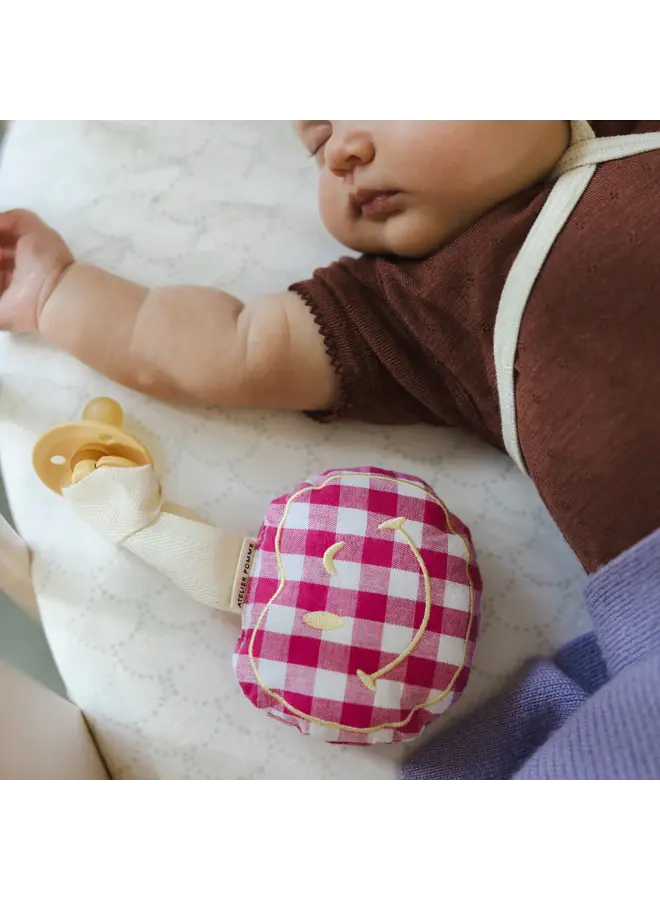 Atelier Pomme - Pacifier cloth pomme - Checked blowy bubblegum