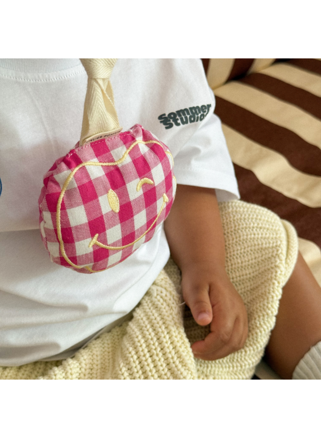 Atelier Pomme - Pacifier cloth pomme - Checked blowy bubblegum