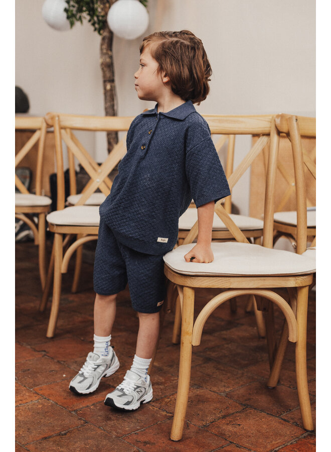 Leslie x Baje Studio - Milo shortsleeve polo - Blue dark