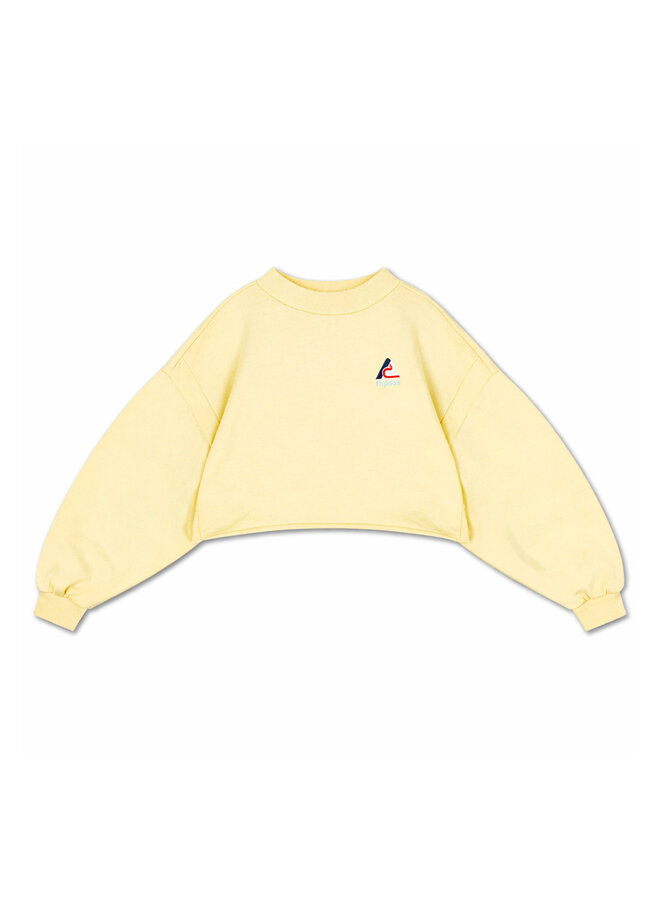 Repose AMS - Crop heart sweater - Soft butter yellow