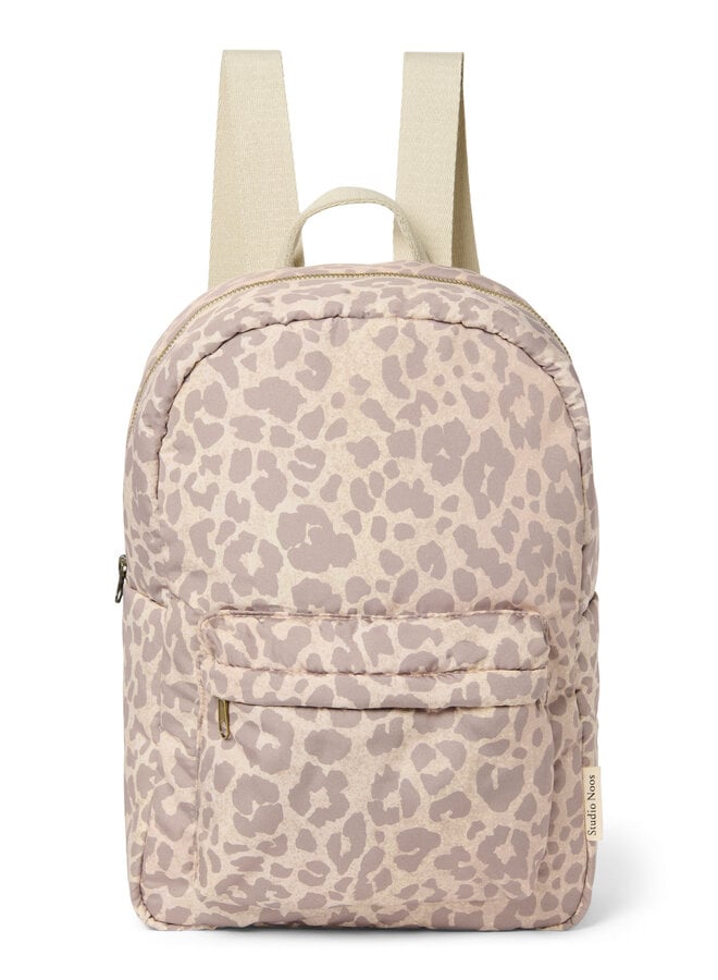 Puffy midi backpack - Beige leopard