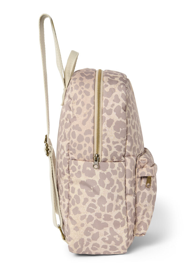 Puffy midi backpack - Beige leopard