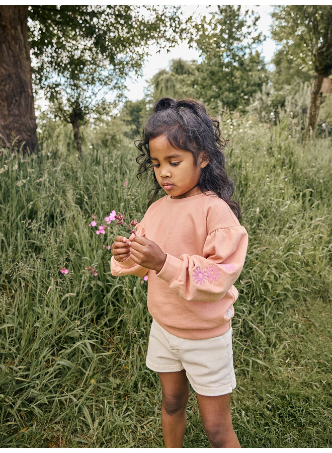Daily7 - Sweater embroidery sleeve - Dusty coral