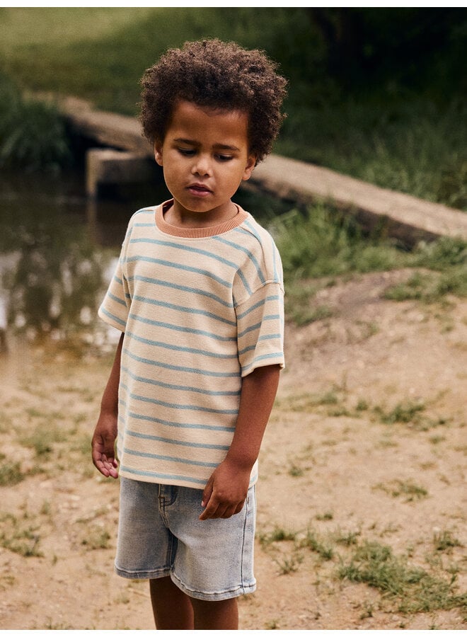 Daily7 - Oversized t-shirt stripe - Sandshell