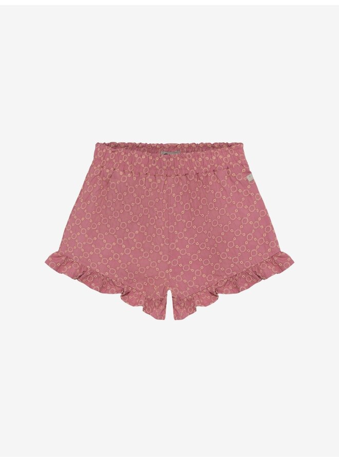 Ruffle shorts broderie - Heather rose