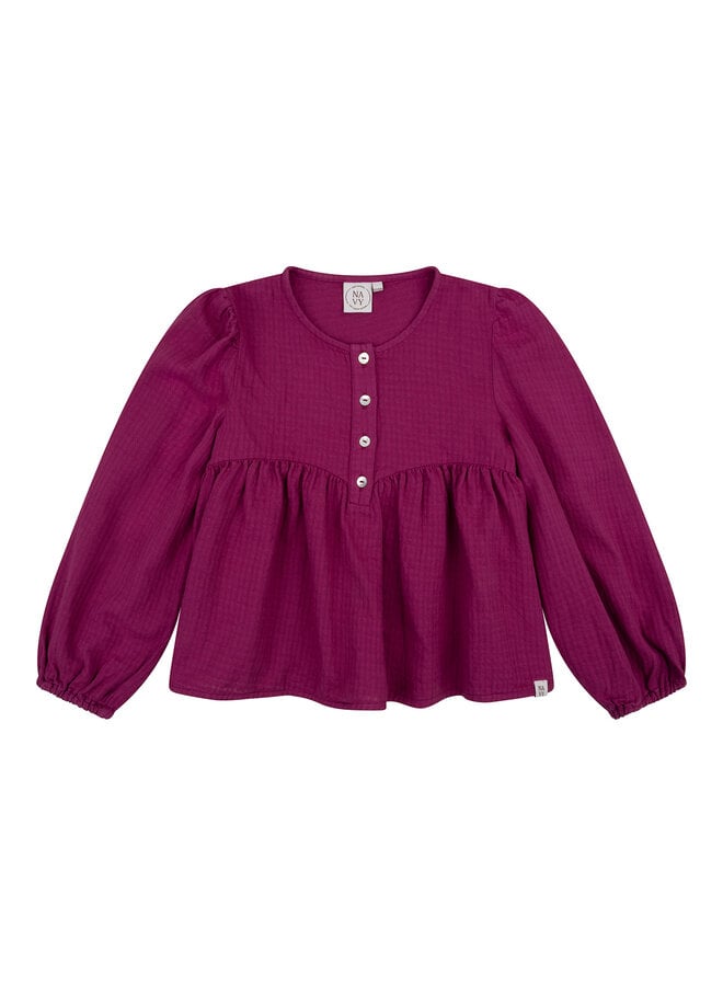 Navy Natural - Miley blouse - Berry ruffle
