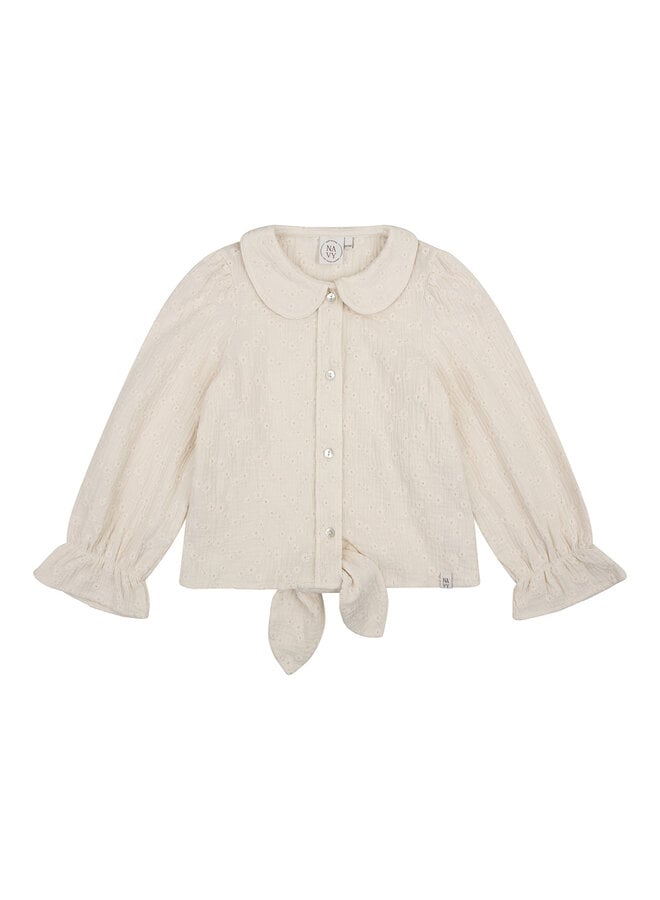 Navy Natural - Faye blouse - White heart broderie