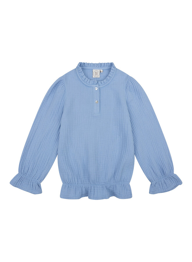 Navy Natural - Faye blouse - Blue mousseline