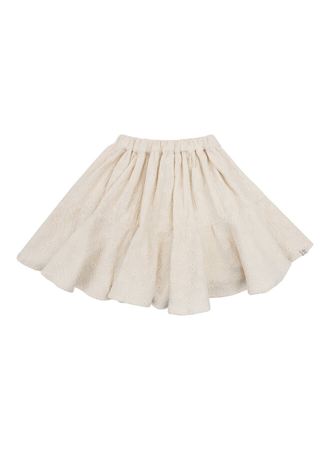 Navy Natural - Faith skirt - White heart broderie
