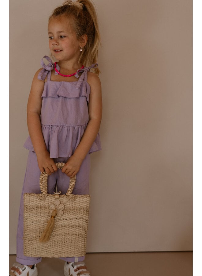 Navy Natural - Loe ruffle top - Lila