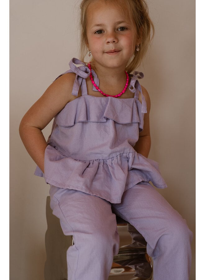 Navy Natural - Loe ruffle top - Lila