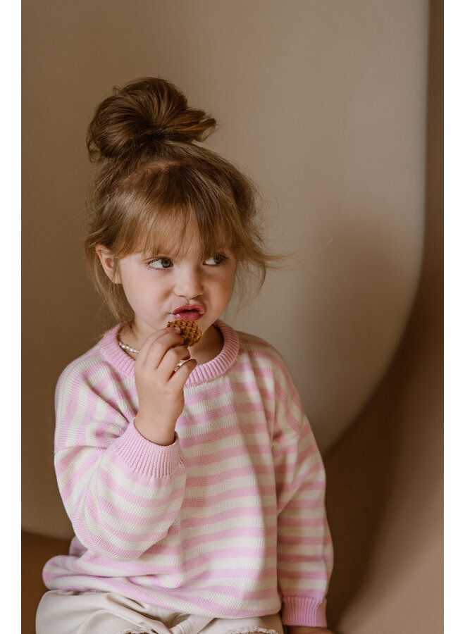 Navy Natural - Julie striped knit - Pink