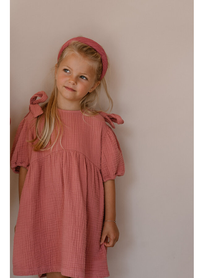 Navy Natural - Guusje bow dress - Dusty rose
