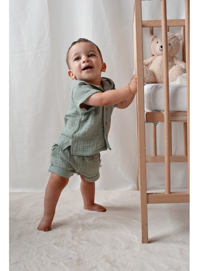 Feetje babykleding - Short mousseline - Summer Woven - Zeegroen