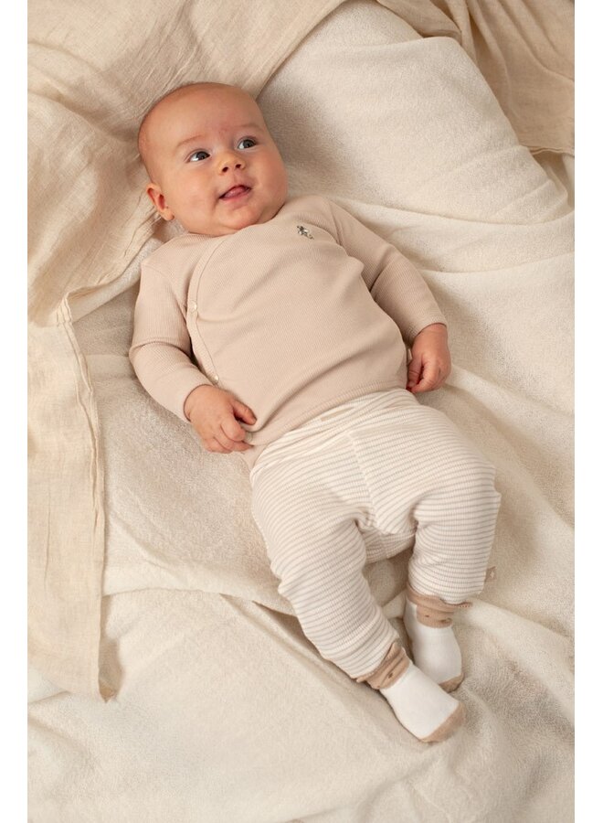Feetje babykleding - Broek rib met streep - Honey Bear - Zand