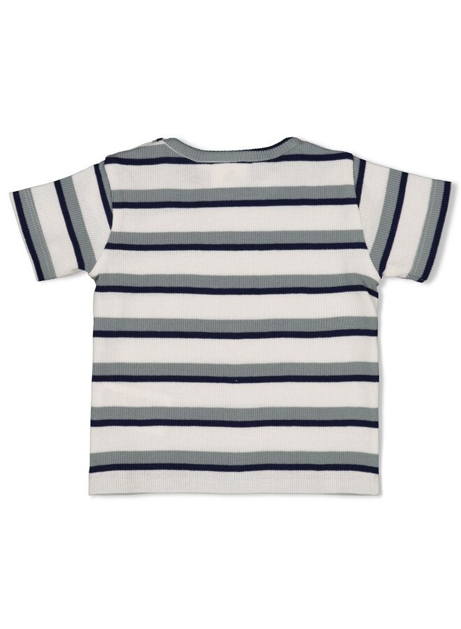 Feetje babykleding - T-shirt rib met streep - Summer Denims - Offwhite