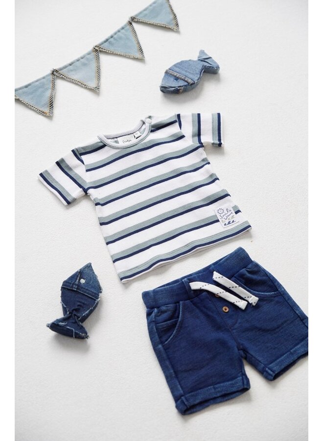 Feetje babykleding - T-shirt rib met streep - Summer Denims - Offwhite