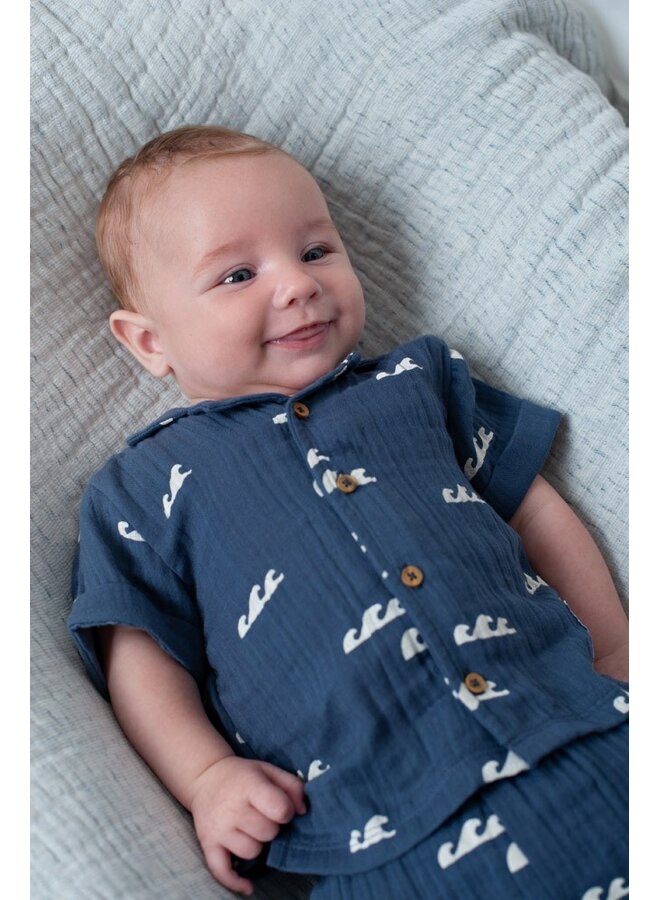 Feetje babykleding - Short mousseline AOP - Summer Woven - Indigo