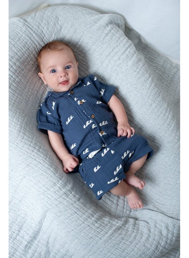 Feetje babykleding - Short mousseline AOP - Summer Woven - Indigo