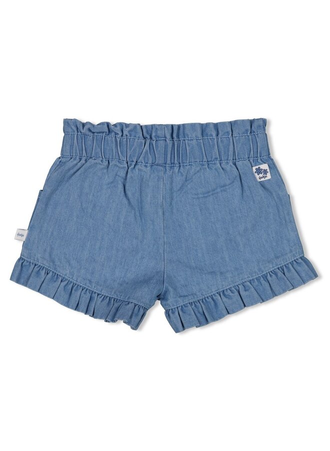 Feetje babykleding - Short ruches - Summer Denims - L.blauw denim