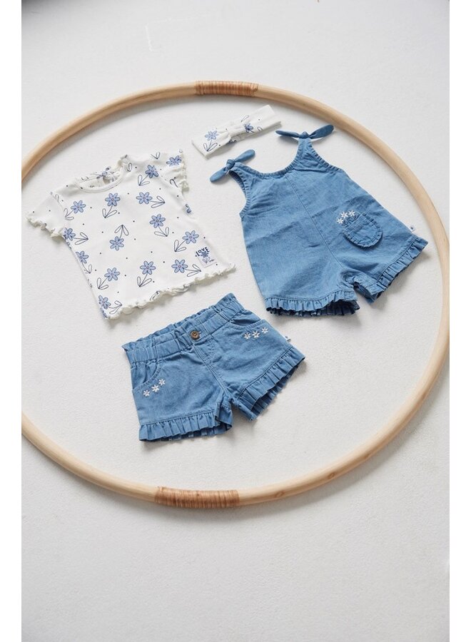 Feetje babykleding - Short ruches - Summer Denims - L.blauw denim