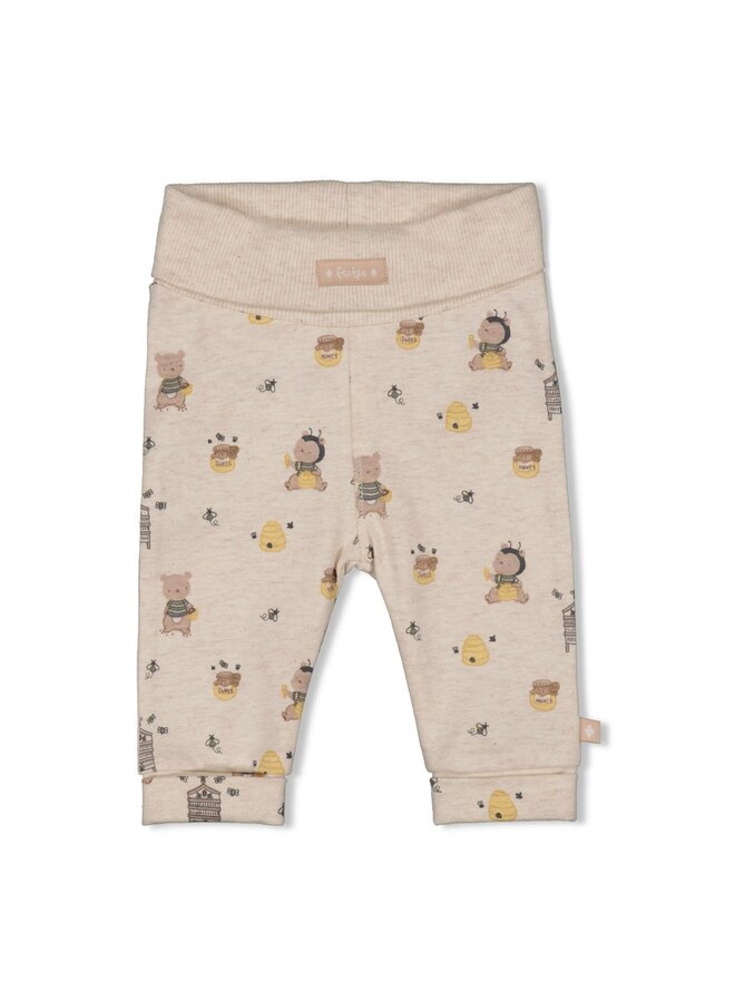 Feetje babykleding - Broek AOP - Honey Bear - Offwhite melange