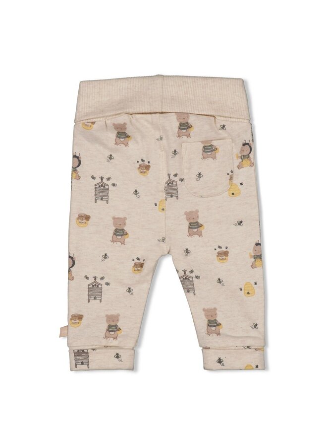 Feetje babykleding - Broek AOP - Honey Bear - Offwhite melange