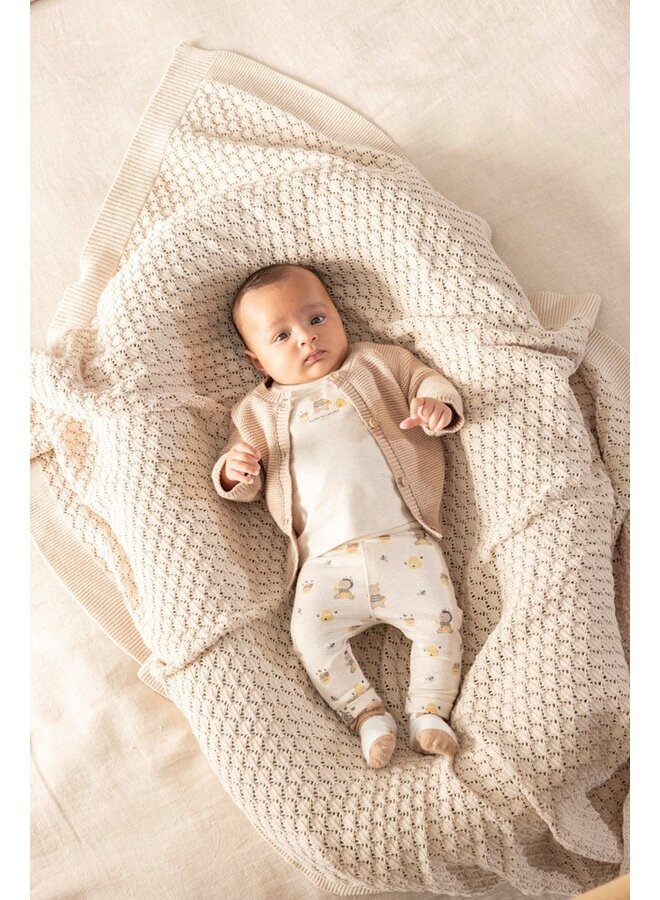 Feetje babykleding - Broek AOP - Honey Bear - Offwhite melange