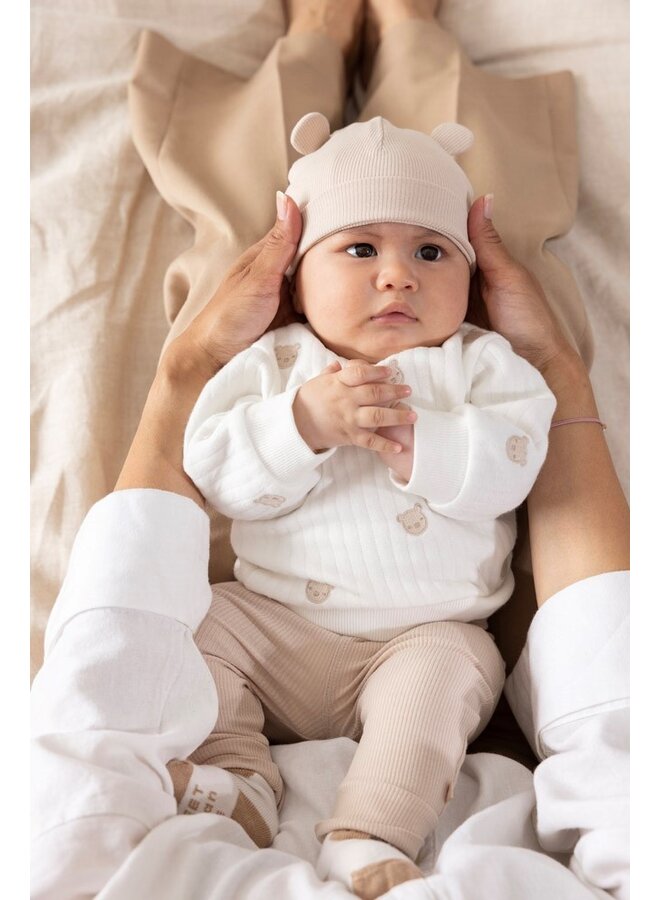 Feetje babykleding - Mutsje rib - Honey Bear - Zand