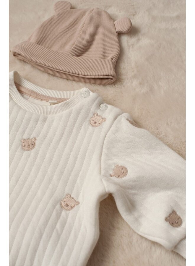 Feetje babykleding - Mutsje rib - Honey Bear - Zand