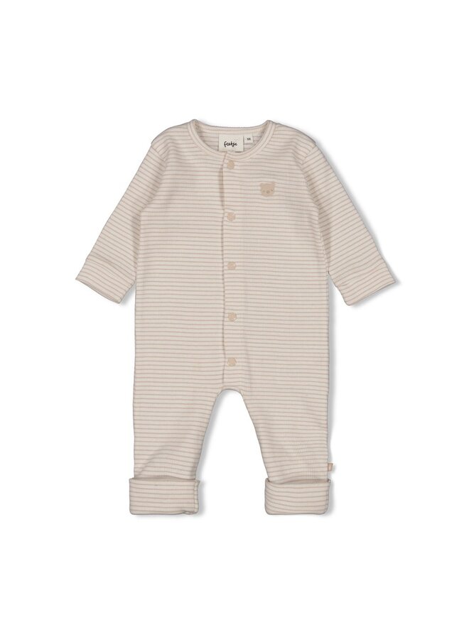 Feetje babykleding - Pak omslagvoet rib met streep - Honey Bear - Zand