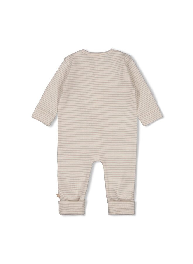 Feetje babykleding - Pak omslagvoet rib met streep - Honey Bear - Zand