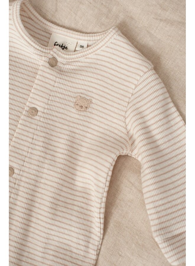 Feetje babykleding - Pak omslagvoet rib met streep - Honey Bear - Zand