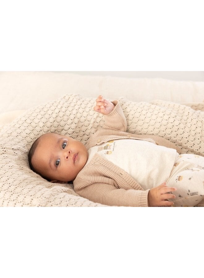 Feetje babykleding - Vestje gebreid - Honey Bear - Zand melange