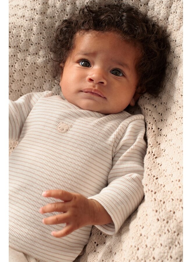 Feetje babykleding - Longsleeve rib met streep - Honey Bear - Zand