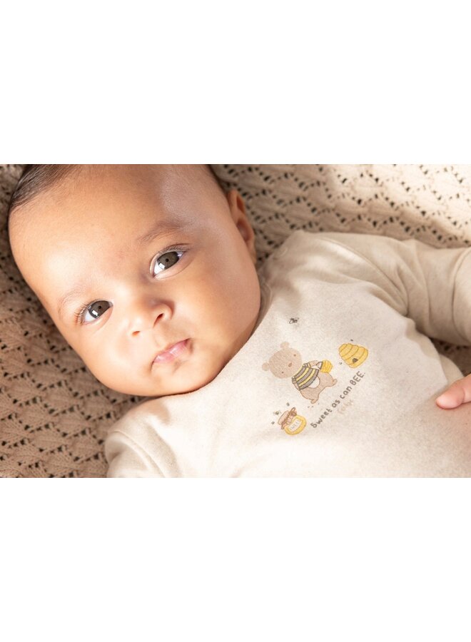 Feetje babykleding - Longsleeve - Honey Bear - Offwhite melange