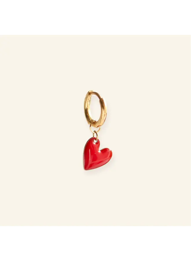 Mini heart oorbel - Red