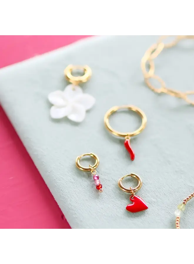 Mable. - Mini heart oorbel - Red