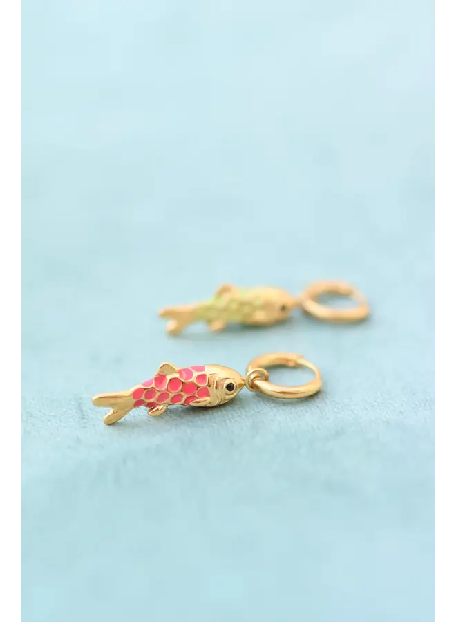 Mable. - Tiny fish oorbel - Coral