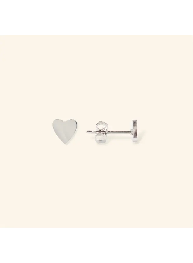 Mable. - Silver heart stud - Silver (single piece)