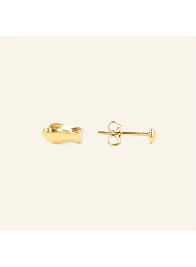 Tiny fish stud - Gold (single piece)