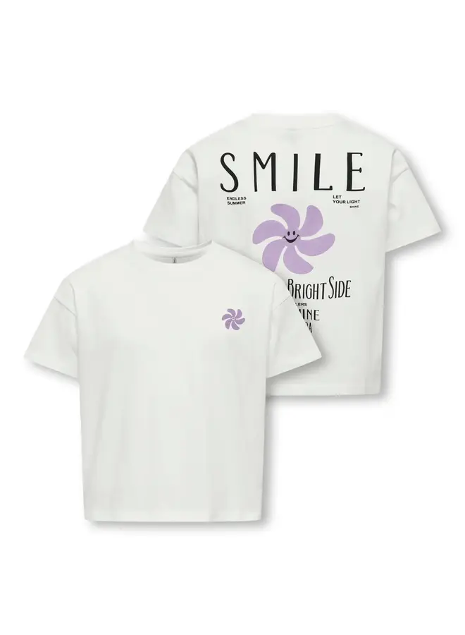 Sun-veras flower ss top - Bright white/Orchid bloom