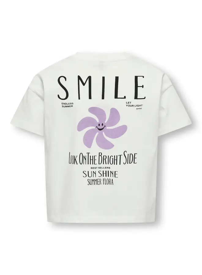 Kids Only - Sun-veras flower ss top - Bright white/Orchid bloom