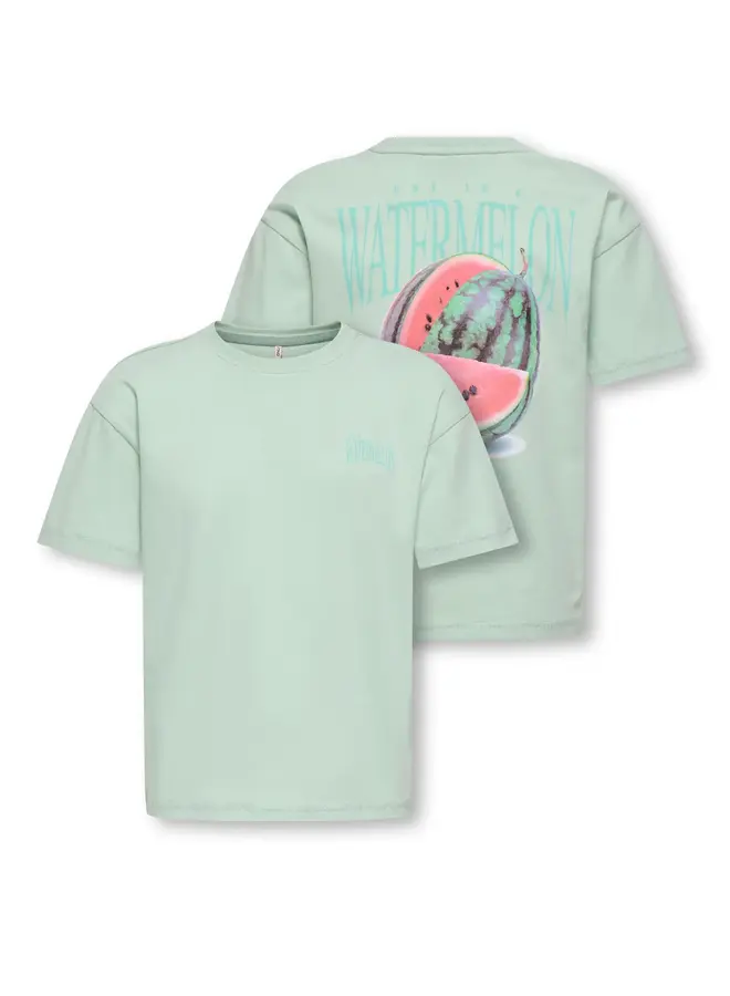 Helen life ss loose tee - Aqua foam watermelon