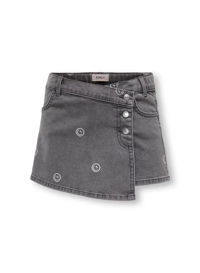 Blair printed skort - Light grey denim smiley